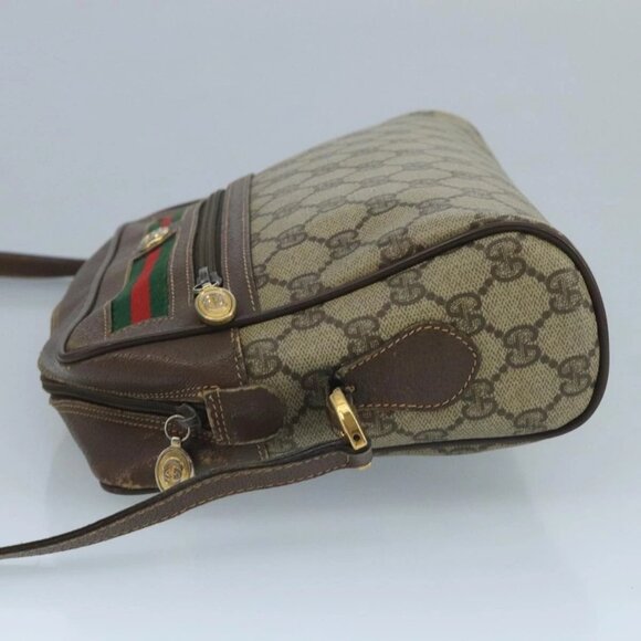 GUCCI GG Supreme Web Sherry Line Shoulder Bag PVC Beige 56 02 088 Auth 111361 - Picture 3 of 16